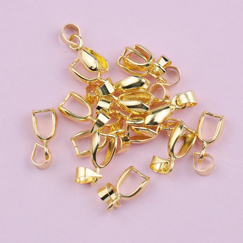 30pcs 4x15mm Copper Seeds Buckle Pendants Clasps Hooks Clips Bails Copper Connectors For DIY Handmade Jewelry Making 4 Colors Qme