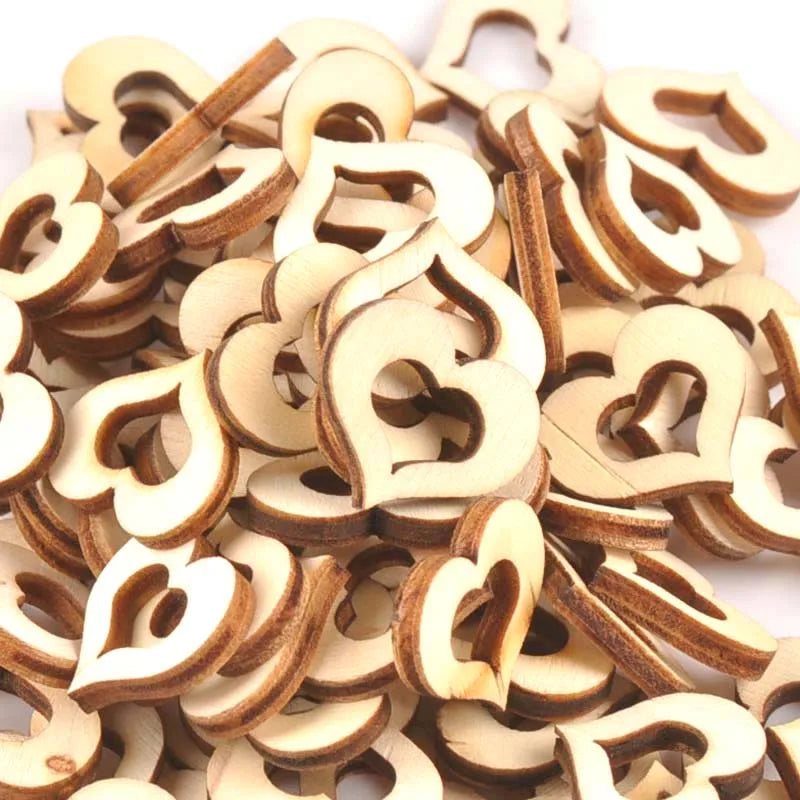 17x20mm 50Pcs Hollow Out Heart Wooden Ornament For DIY Crafts Scrapbook Accessories Handmade Wood Slices Home Decoration m1774 Qme