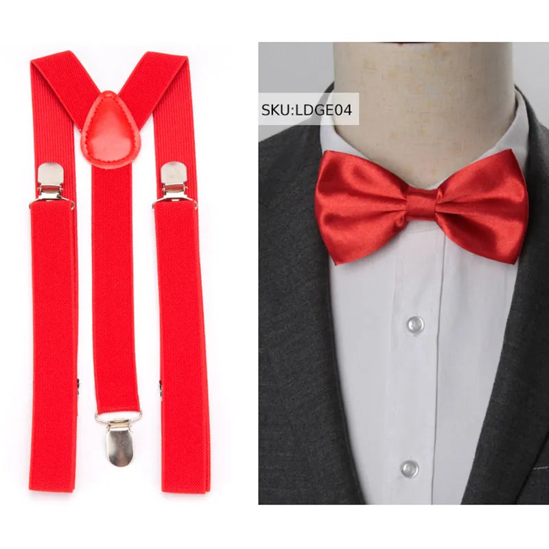 Suspenders Bow Tie Set Men Fashion Suspensorio for Man Boy Women Bowtie Braces Trousers Tirantes Wedding Leisure Shirt Stays Qme LDGE04