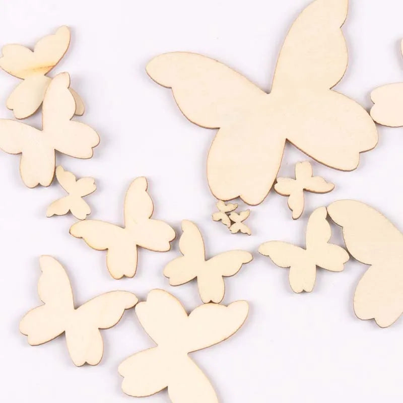 Mixed Butterfly Wood Slices DIY Crafts Handmade Accessories Unfinished Wooden Charms Pendant Home Decor Arts 10-80mm M1963 Qme