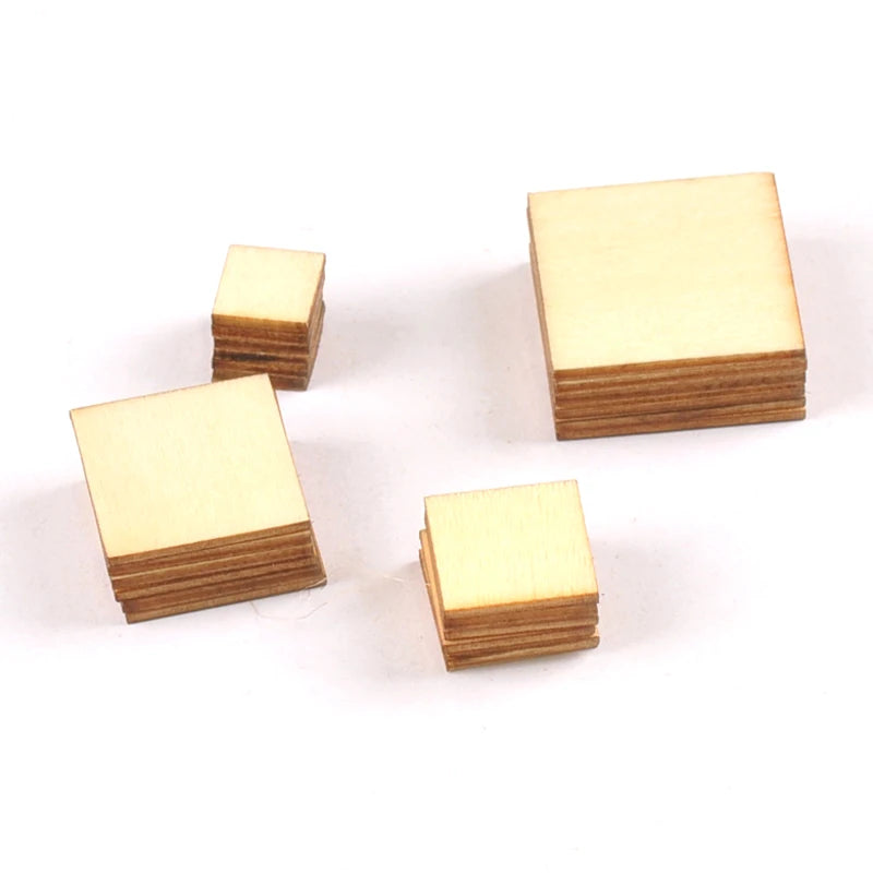 Mixed 10-100mm Wooden Crafts foursquare Pieces Scrapbooking Crafts wood decoration for Home Decoration m2133X Qme