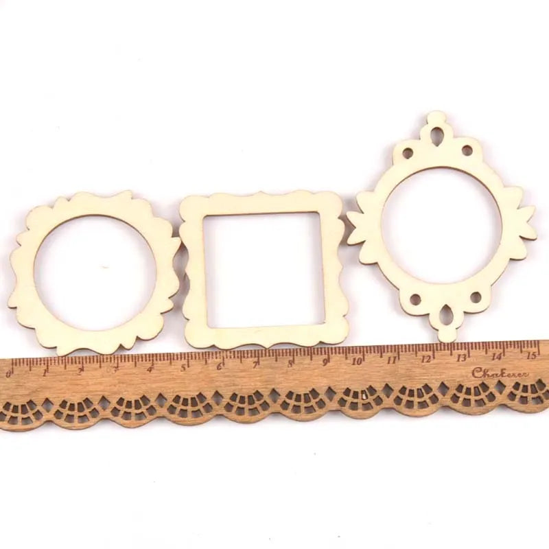 20pcs 50mm Photo Frame Wood DIY Crafts Scrapbookings DIY For Home Decoration Natural Wooden Ornaments Accessories Arts m1829 Qme