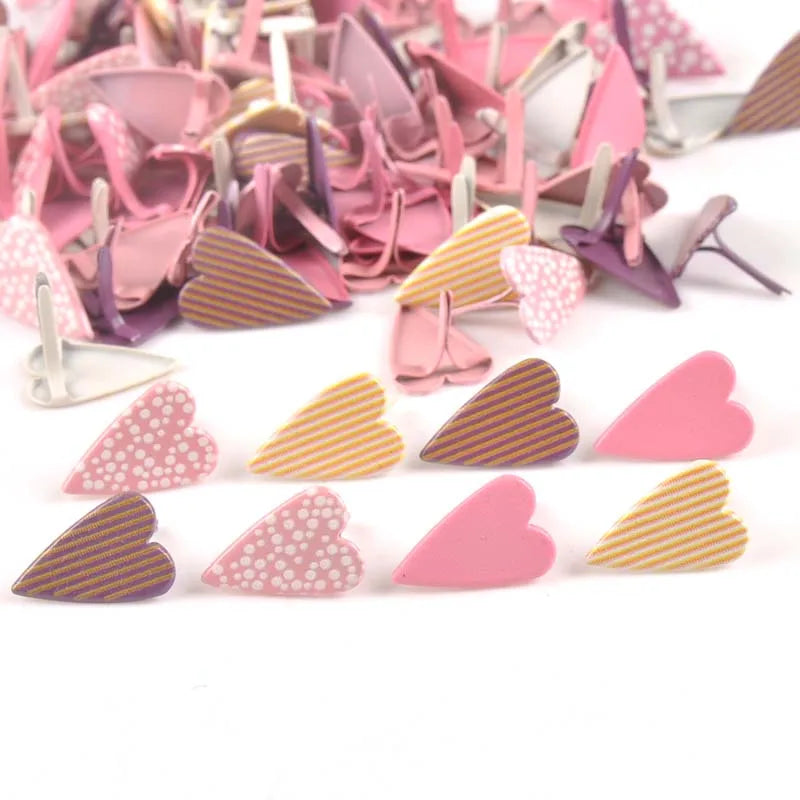 11x16mm Mix Pattern Heart Brads For DIY Metal Craft Handcraft Decoration Embellishments For Scrapbooking Accessories 20pcs C2580 Qme
