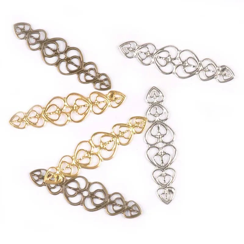 10pcs Flower Filigree Wraps Connectors Antique DIY Embellishments For Scrapbooking Crafts Supplies Home Decor 54x14mm YK0736 Qme