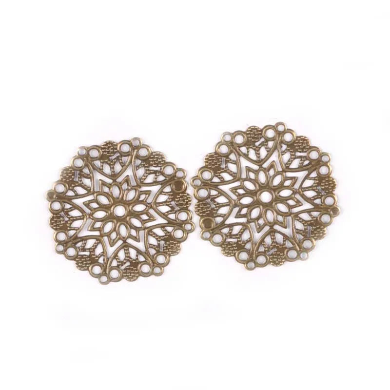 10pcs Round Metal Crafts Flower Filigree Wraps Connectors Antique Diy Embellishment For Scrapbooking Supplies Home Decor YK0735 Qme