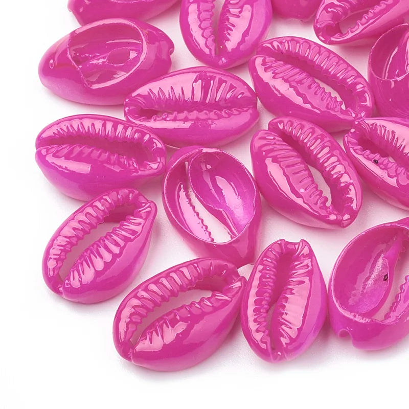 20pcs Dyed Cowrie Shell Beads DIY Necklace Beads Jewelery Craft Accessories for Jewelry Making 15~18x11~12x5~7mm Qme Hot Pink