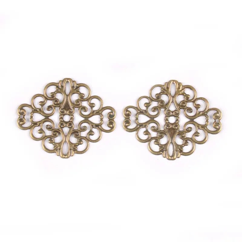 20Pcs Metal Crafts Filigree Flower Wraps Connectors Embellishments For Scrapbooking Home Decor DIY Accessories 37x30mm YK0749 Qme Bronze