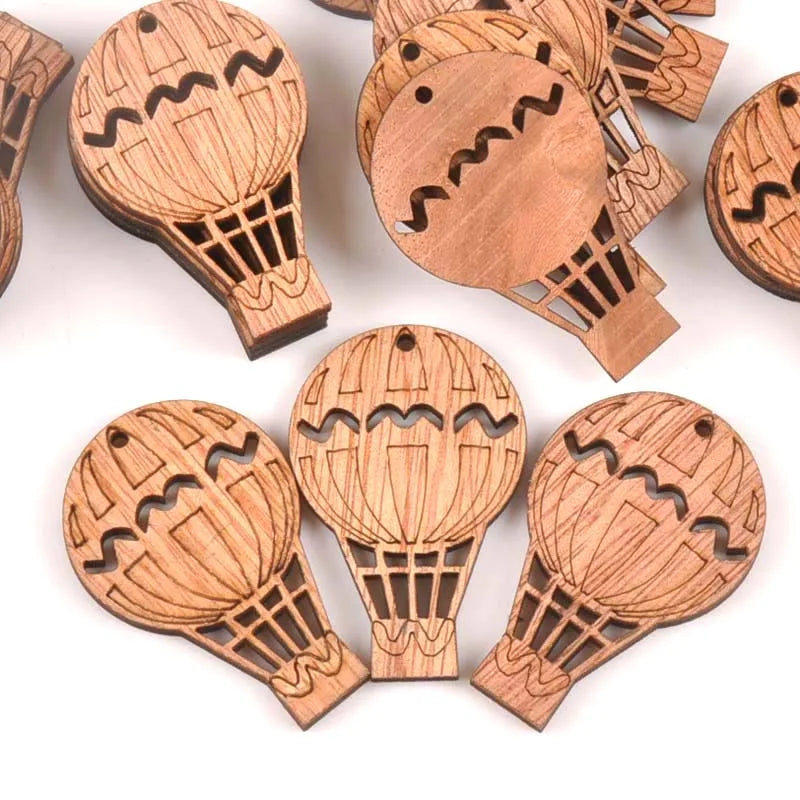 20Pcs Vintage Hydrogen Balloon DIY Wooden Ornaments Scrapbook Craft Unfinished Natural Wood Slices For Home Decor 49X32mm m1614 Qme Default Title
