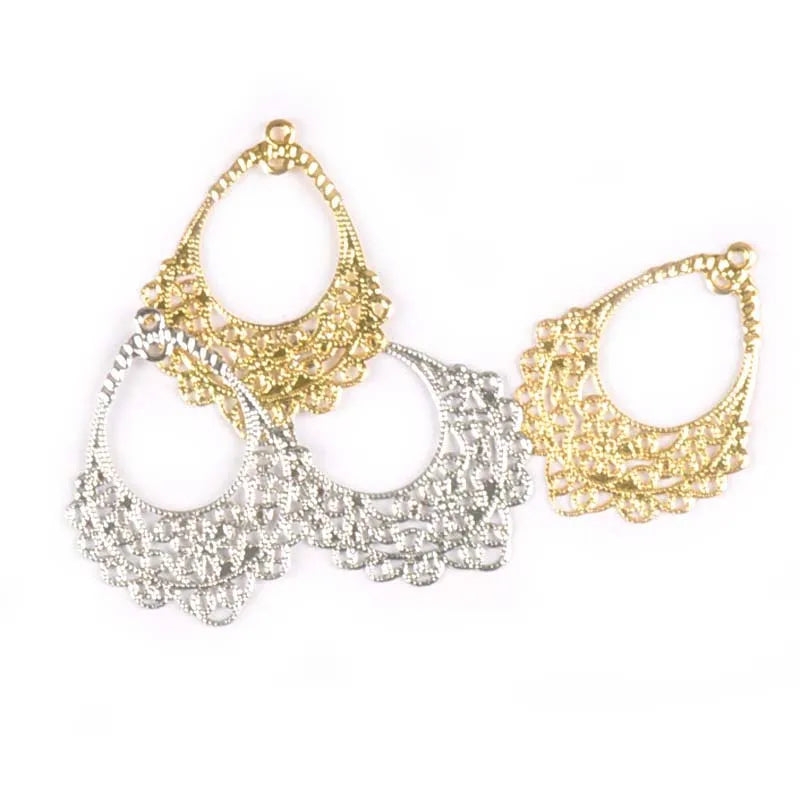 Gold/silver Filigree Flower Wraps Connectors Embellishment For Crafts Scrapbooking Home Decor DIY Metal Accessories 20Pcs YK0748 Qme