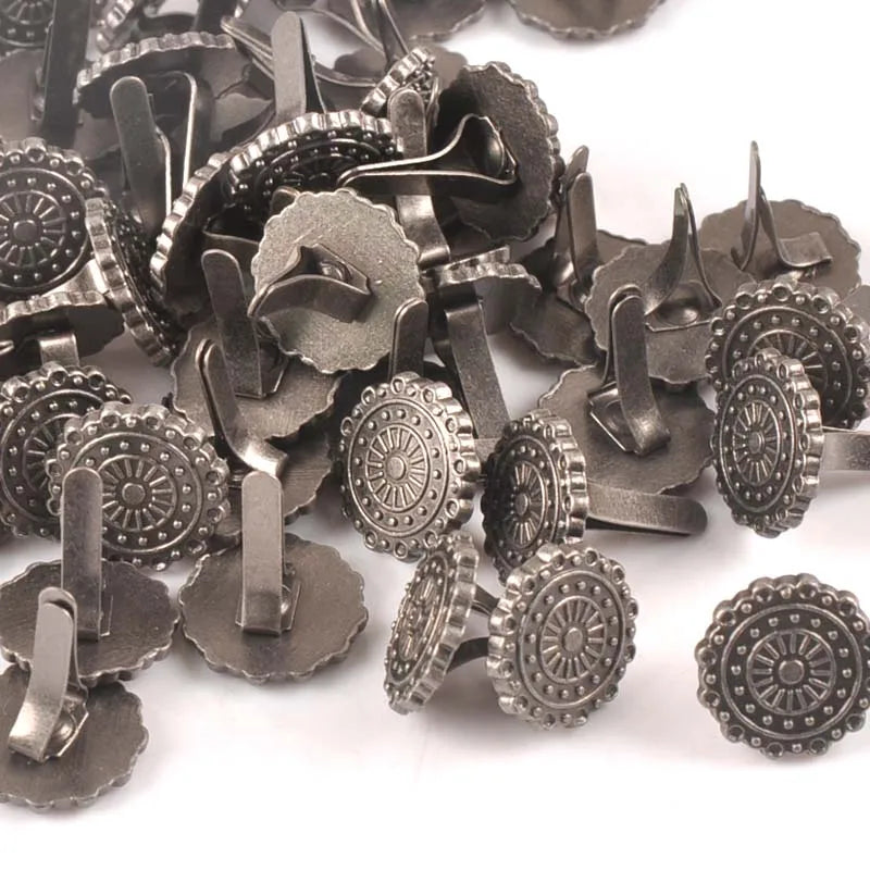10pcs Silver Round Square Vintage Brads For DIY Scrapbooking Accessories Crafts Handmade Metal Fastener Brad Home Decor c2576 Qme