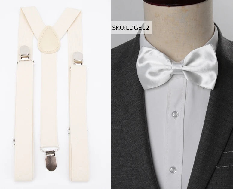 Suspenders Bow Tie Set Men Fashion Suspensorio for Man Boy Women Bowtie Braces Trousers Tirantes Wedding Leisure Shirt Stays Qme LDGE12