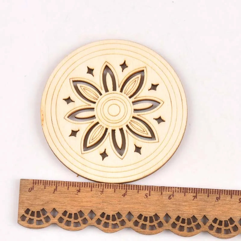 5Pcs Round/square Lace Pattern Unfinished Wood Slices DIY Crafts For Wooden Ornaments DIY Scrapbook Home Decor Accessories m2173 Qme 14