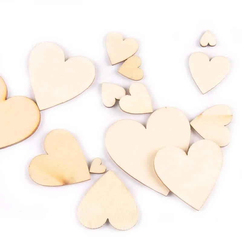 10-80mm Mixed Heart Shape Natural Wood Slices DIY Wedding Crafts Embellishment Handmade Accessories Wooden Home Decor M1981 Qme 25mm 50pcs