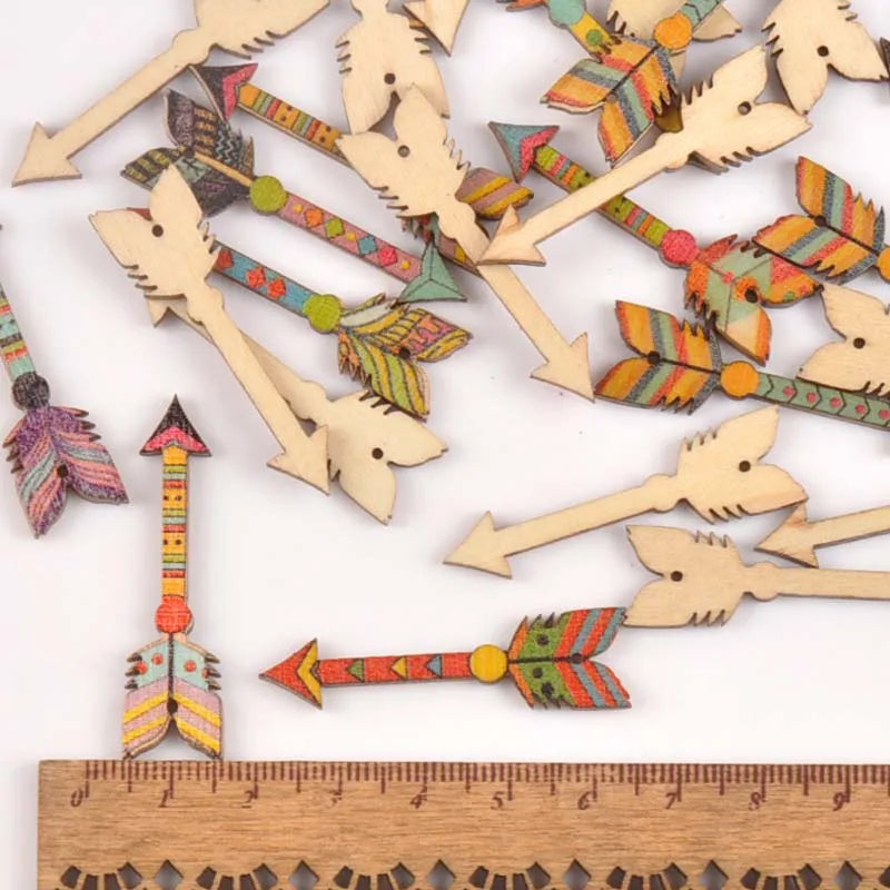 25Pcs Mixed Arrows Shape Wooden Crafts Scrapbook DIY For Wood Slices Ornaments Home Decoration Accessories Arts 34x12mm m1815 Qme