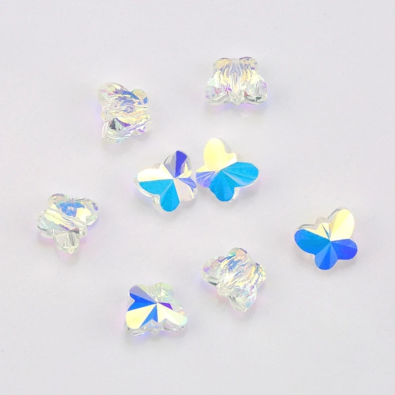 Best quality 6*8mm 8*10mm straight hole crystal butterfly beads crystal AB glass Pendant rhinestone for Jewelry Earrings making Qme