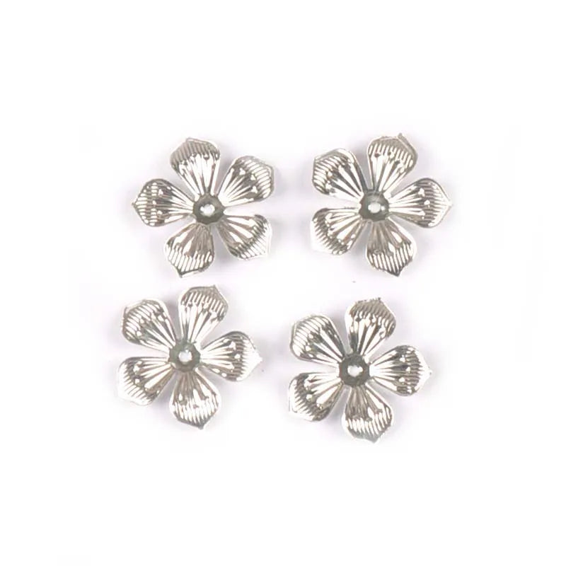 3 Colors Metal Crafts Flower Filigree Wraps Connectors Embellishments For Diy Handmade Scrapbooking Home Decor 50Pcs 22mm YK0742 Qme silver