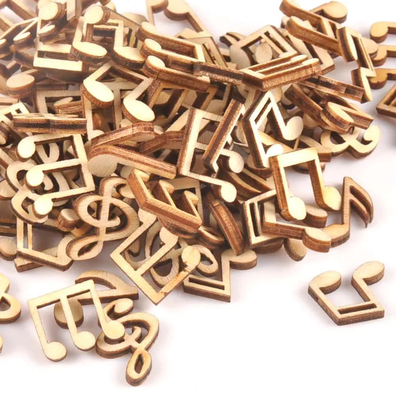 14x15mm Mix Note Wooden Ornaments Scrapbooking Carft For Handmade Accessories Home DIY Wood Home Decoration 50pcs m1712x Qme Pine