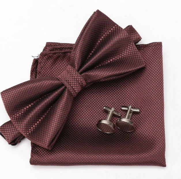 Mens Tie Bowtie Cravat Cufflinks Fashion Butterfly Party Wedding Bow Qme Brown