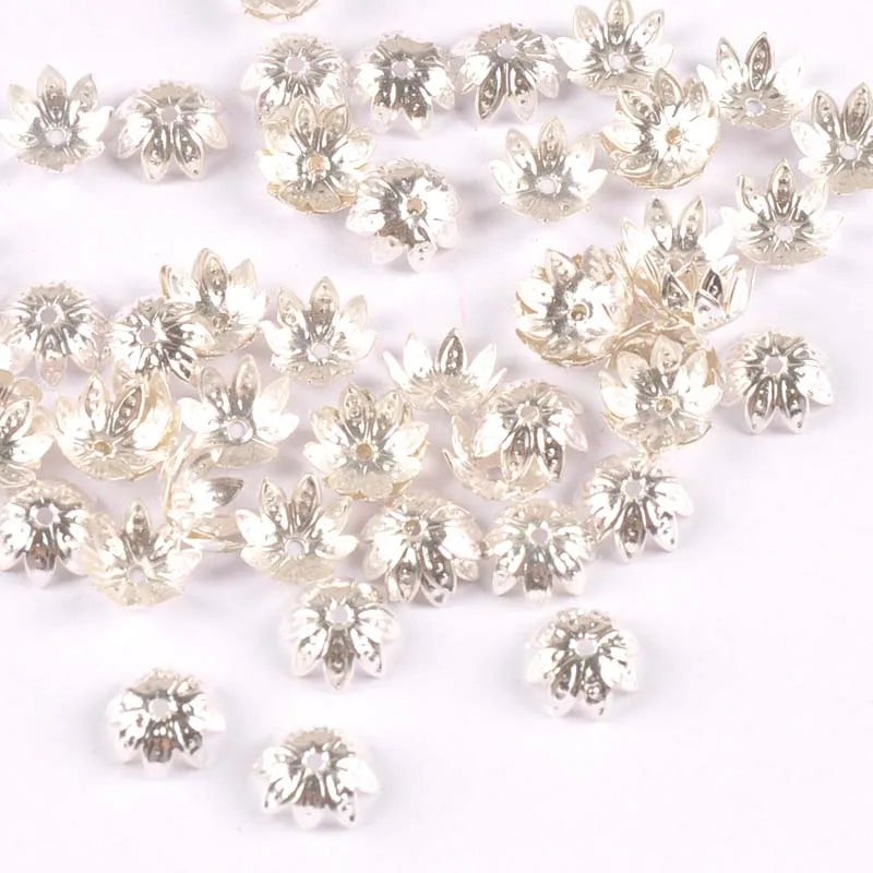 Gold/silver/Bronze 100Pcs Hollow Filigree Wraps Flowers Connectors Metal Crafts Embellishments For DIY Scrapbookings Home Decor Qme