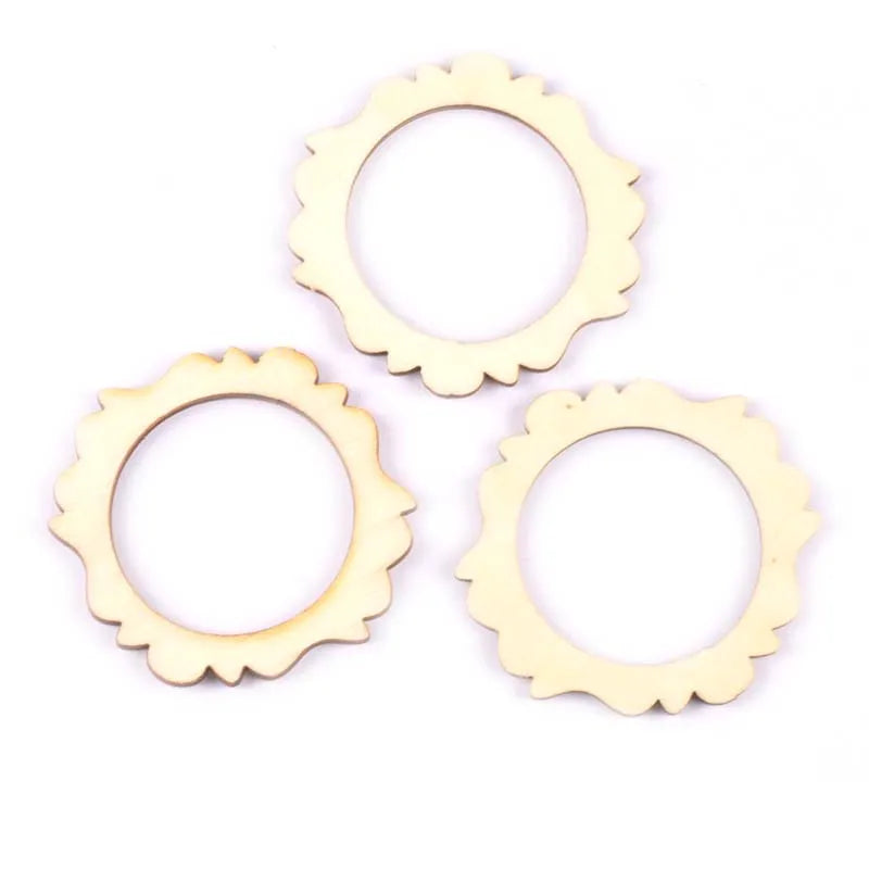 20pcs 50mm Photo Frame Wood DIY Crafts Scrapbookings DIY For Home Decoration Natural Wooden Ornaments Accessories Arts m1829 Qme m1829
