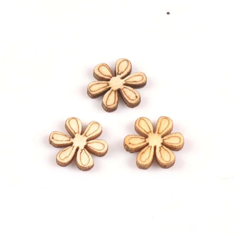 100Pcs Mini Mixed Shaped Wood DIY Crafts For Handmade Accessory Wooden Scrapbooking Embellishments Decor 5-12mm m1674 Qme 5