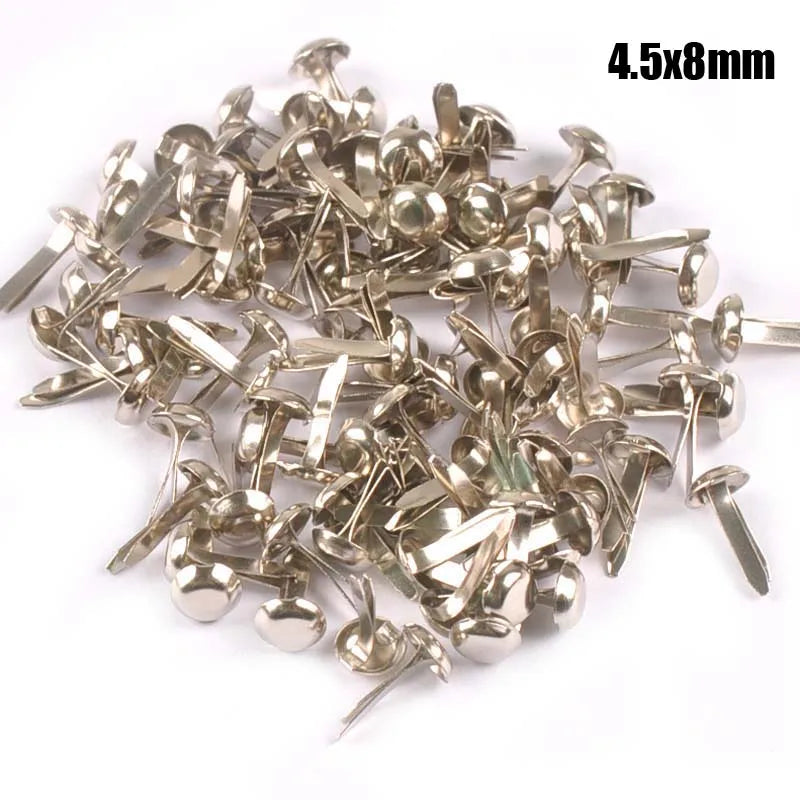 100Pcs Mix Round Brads Silver/golden Embellishments For Scrapbooking Metal Crafts Fastener Brad For Diy Decorations c2252 Qme silver 4.5x8mm