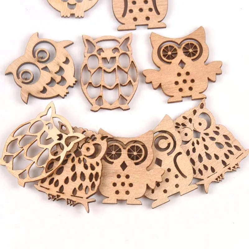 Vintage Mixed Owl Wood Slices Crafts Scrapbooking Handmade Home Decoration Wooden Ornaments Handcraft DIY Arts 10pcs m1823 Qme