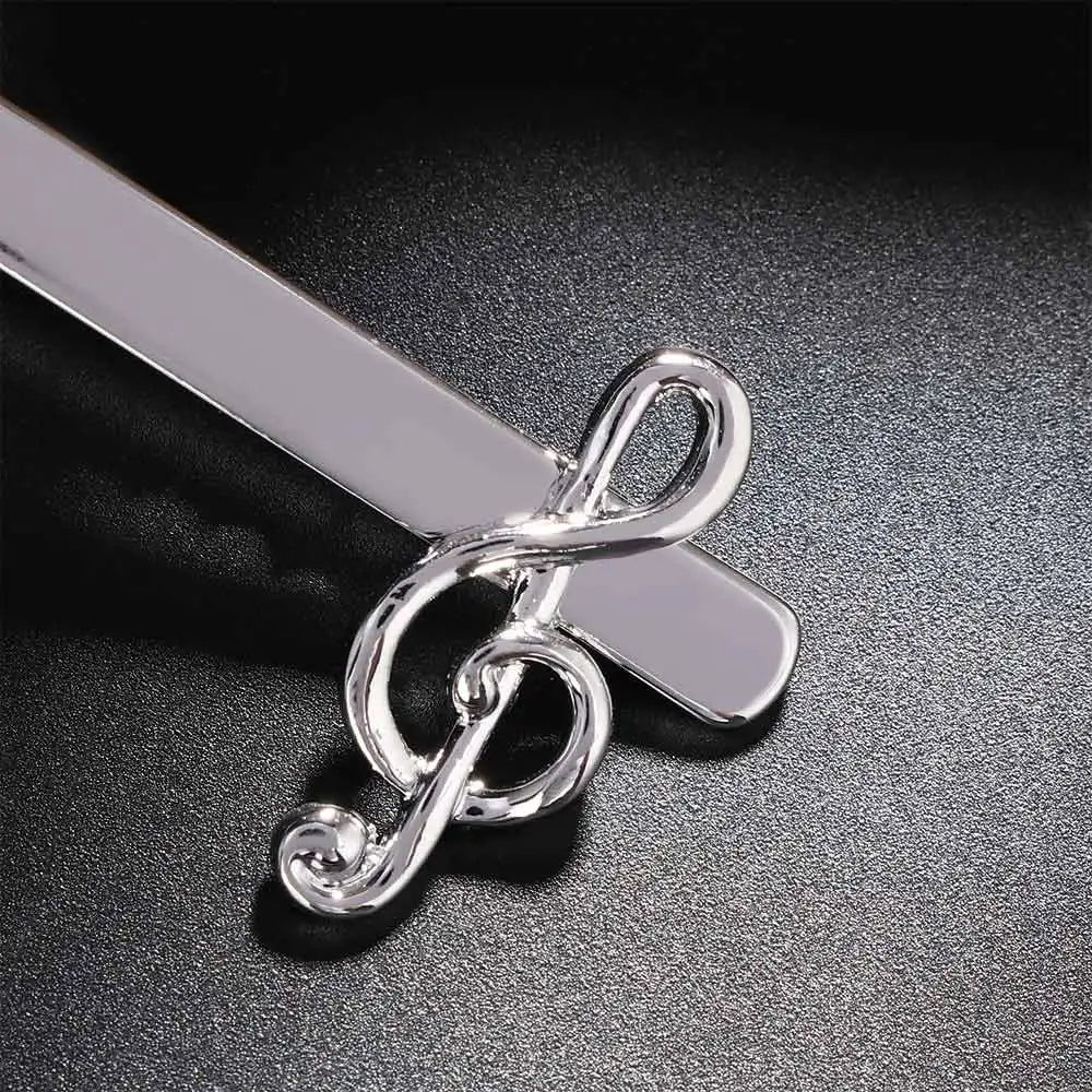 Fashion Men Tie Clip Treble Clef Piano Score Tie Clip Musical Note Tie Clip Cufflinks Business Tie Clip Necktie Clips Qme
