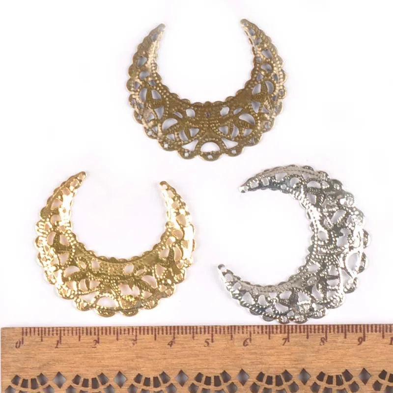 20Pcs 43x38mm Metal Crafts Filigree Flower Wraps Connectors Embellishments For Scrapbooking Diy Handicraft Home Decor YK0740 Qme
