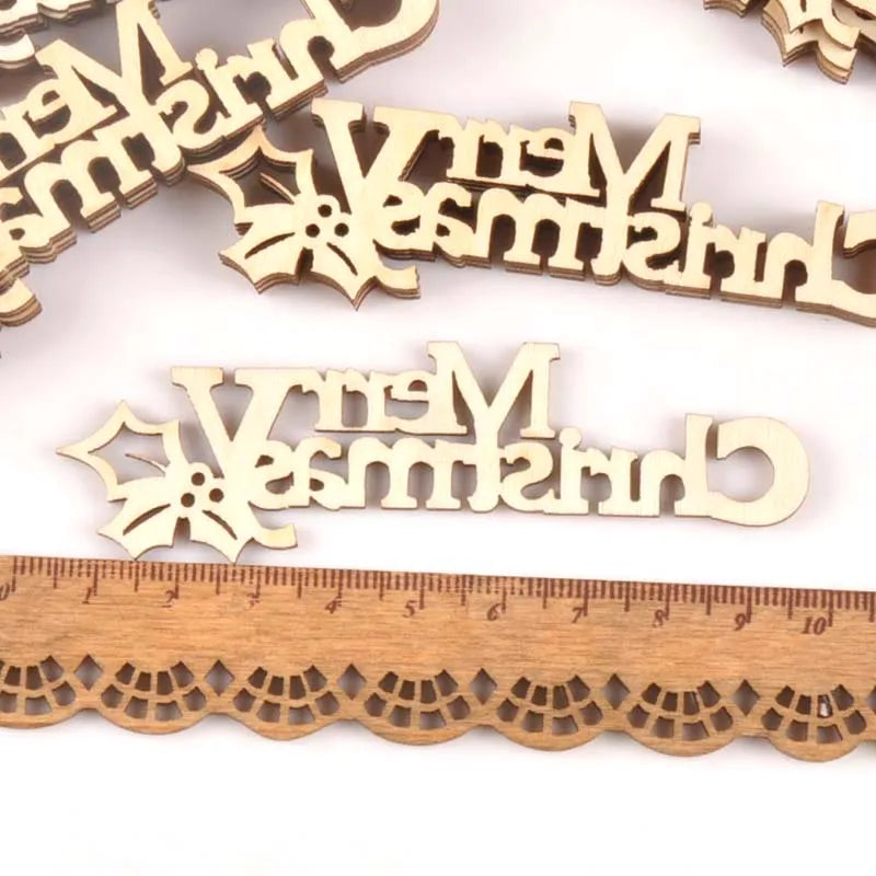 10pcs Letters "Merry Christmas" Wood Slices DIY Crafts For Scrapbooking Handmade Home Decor Wooden Ornaments Accessories M1642 Qme