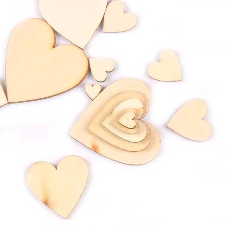10-80mm Mixed Heart Shape Natural Wood Slices DIY Wedding Crafts Embellishment Handmade Accessories Wooden Home Decor M1981 Qme