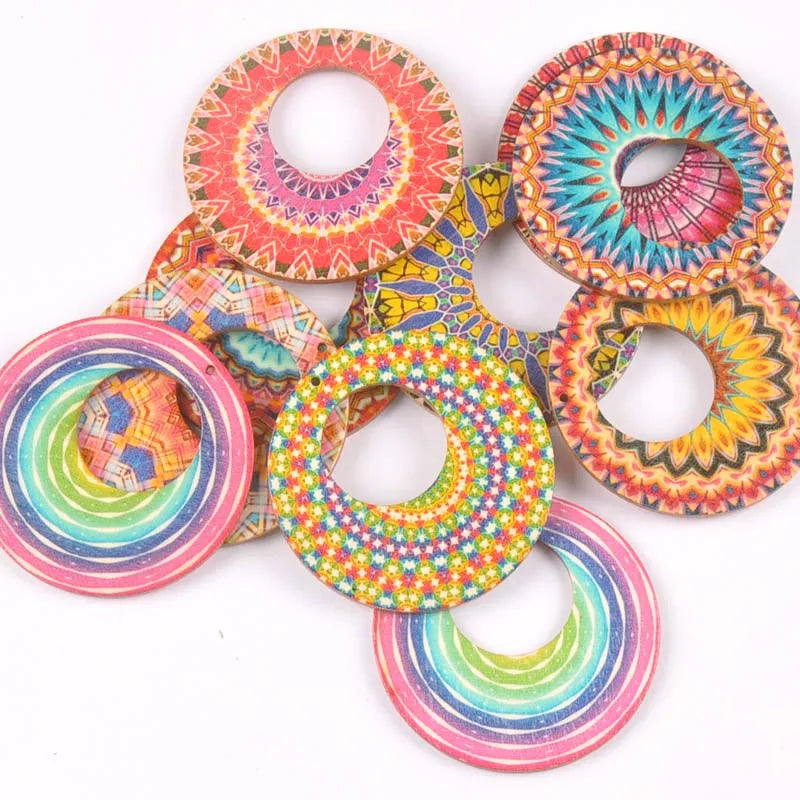 5pcs One Holes Mix pattern Wooden Pattern Christmas Decorations For Home Ornament DIY Wood Crafts For Christmas Party M2193 Qme