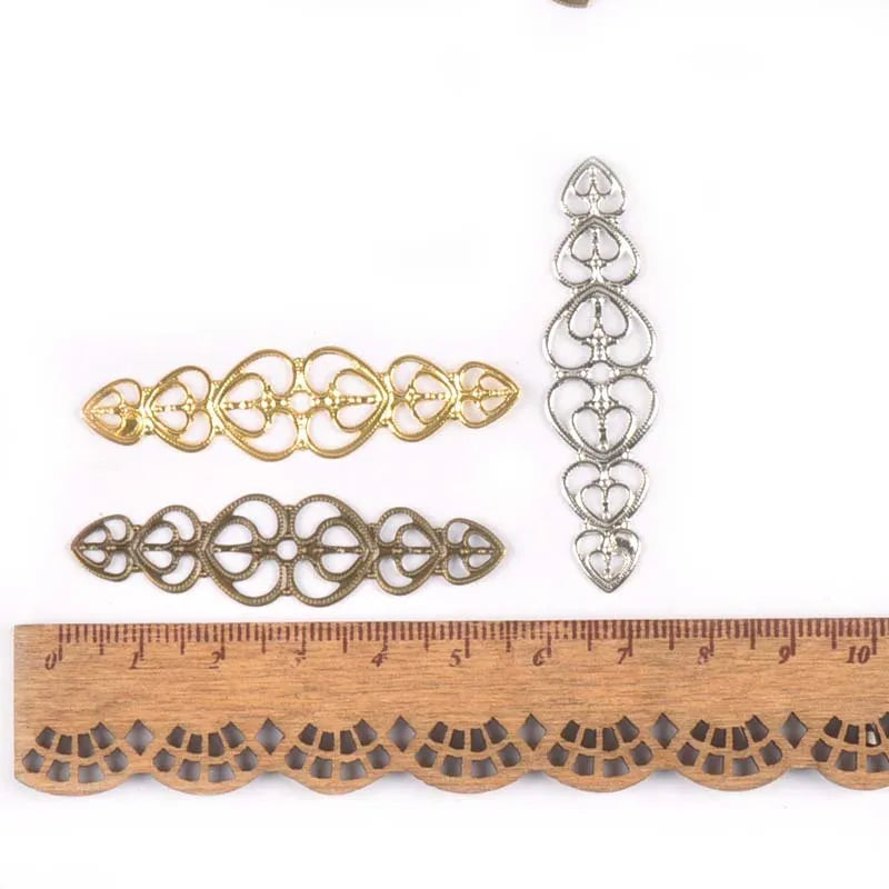 10pcs Flower Filigree Wraps Connectors Antique DIY Embellishments For Scrapbooking Crafts Supplies Home Decor 54x14mm YK0736 Qme