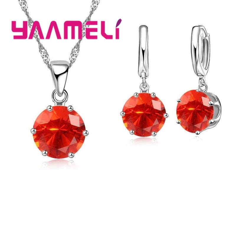Jewelry Gift Set Cubic Zircon 925 Sterling Silver Color Pendant Necklace Necklace Crystal Women Wedding Engagement Accessory Qme Color 8