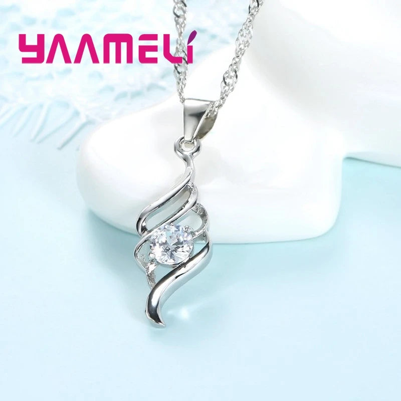 Jewelry Sets For Women Charms 925 Sterling Silver Color Pendant Necklace Hoop Earring Fashion Classic Collares Wedding Gift Qme