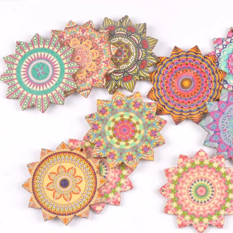 5pcs One Holes Mix pattern Wooden Pattern Christmas Decorations For Home Ornament DIY Wood Crafts For Christmas Party M2193 Qme