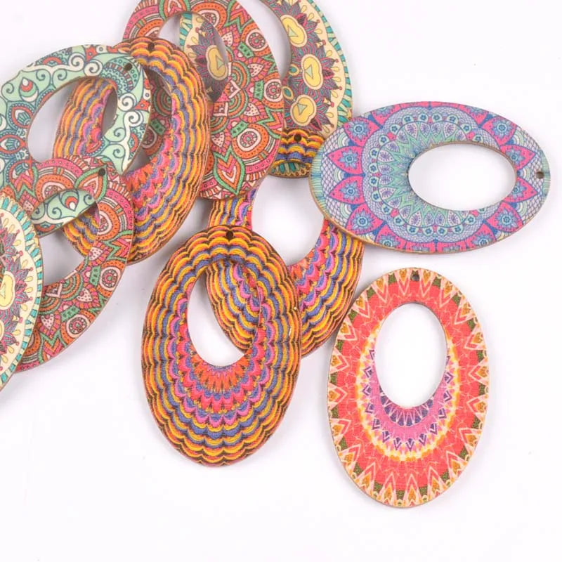 5pcs One Holes Mix pattern Wooden Pattern Christmas Decorations For Home Ornament DIY Wood Crafts For Christmas Party M2193 Qme