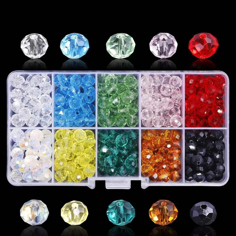 Wholesale Best Selling 10 Colors Crystal Beads Round Glass Beads Faceted Loose Beads With Container Box for Jewelry Making Qme