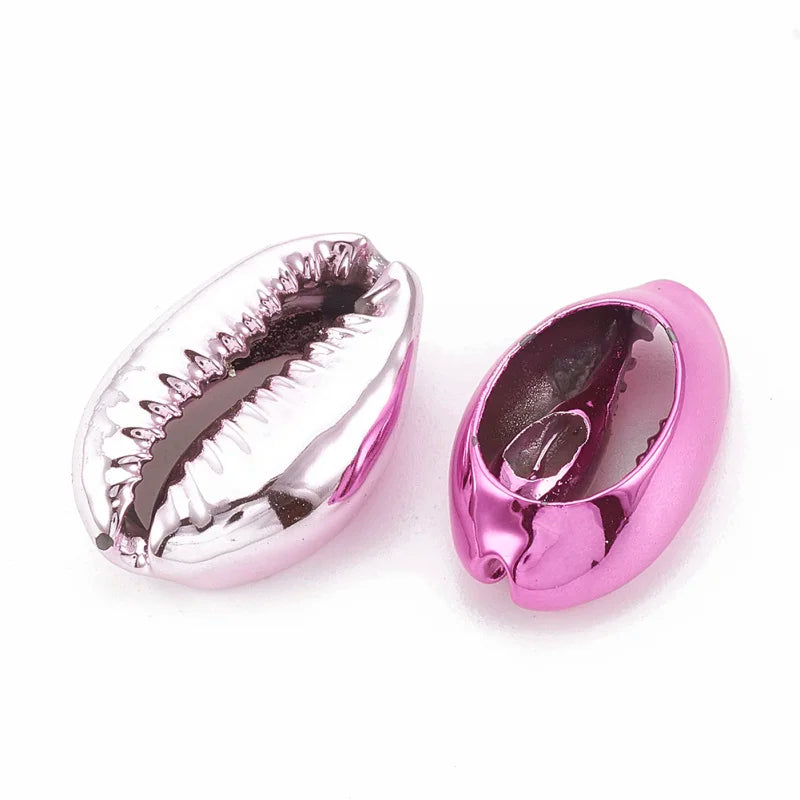 10PCS Electroplated Cowrie Shell Beads Undrilled Beads for Jewelry Making DIY Accessories 17~21x11~14x6~8mm Qme Lavender
