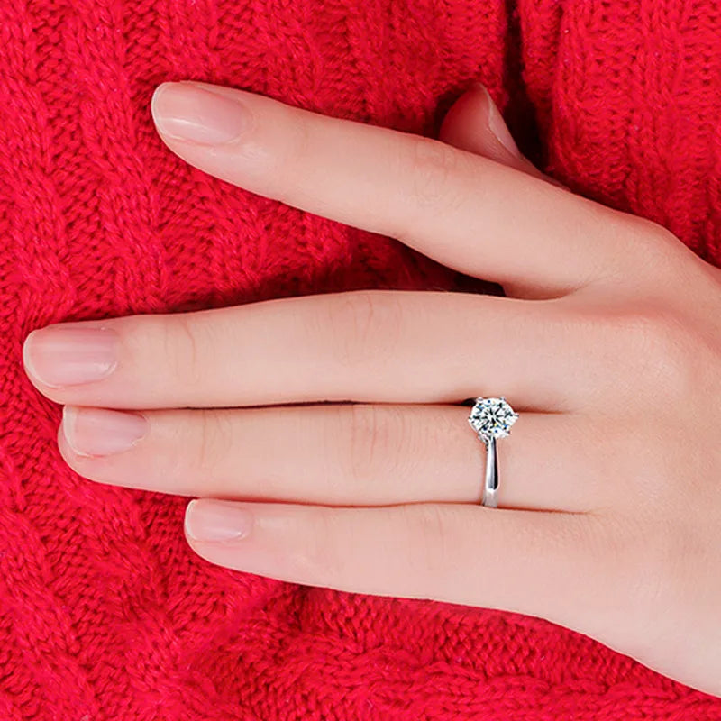 Fine Wedding Rings for Men Women Gift S925 Sterling Silver Color Austrian Crystal Engagement Proposal Ring Jewelry Bague Femme Qme