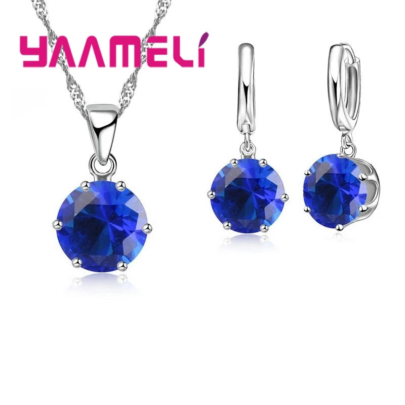 Jewelry Gift Set Cubic Zircon 925 Sterling Silver Color Pendant Necklace Necklace Crystal Women Wedding Engagement Accessory Qme Color 9