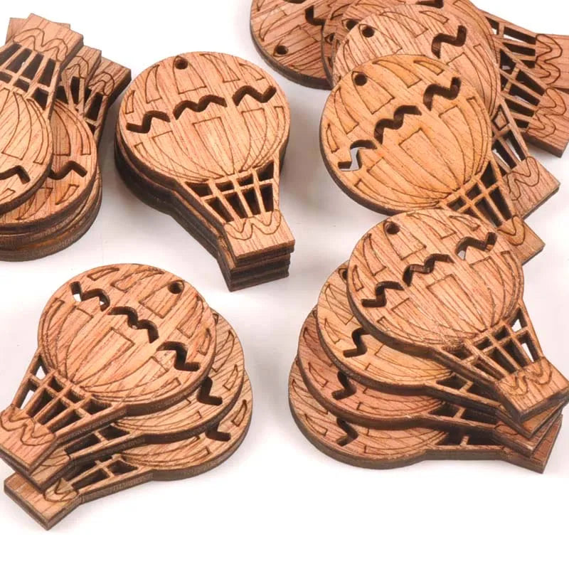 20Pcs Vintage Hydrogen Balloon DIY Wooden Ornaments Scrapbook Craft Unfinished Natural Wood Slices For Home Decor 49X32mm m1614 Qme