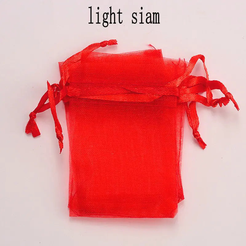Wholesale 16 color 100pcs/lot 9*12cm organza Christmas wedding gift bags candy bag jewelry packing drawable organza bags&pouch Qme light siam