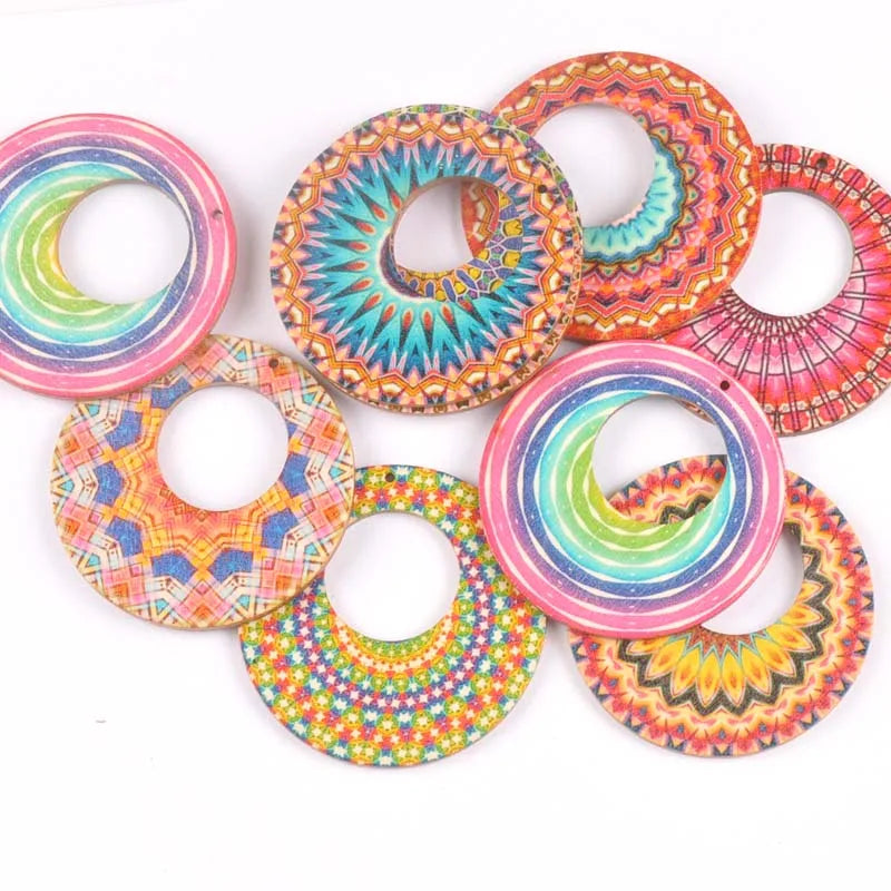 5pcs One Holes Mix pattern Wooden Pattern Christmas Decorations For Home Ornament DIY Wood Crafts For Christmas Party M2193 Qme 2