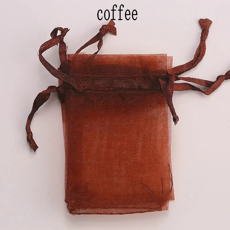 Wholesale 16 color 100pcs/lot 9*12cm organza Christmas wedding gift bags candy bag jewelry packing drawable organza bags&pouch Qme coffee