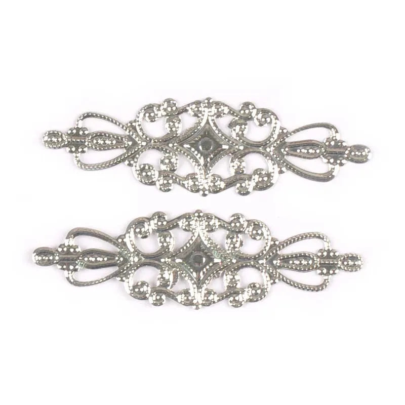 20Pcs 65x20mm Flower Filigree Wraps Connectors Embellishments For Diy Scrapbooking Home Decor Metal Crafts Accessories YK0744 Qme