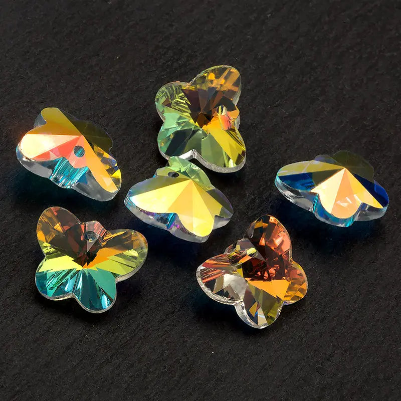 Best quality 14mm 28pcs/pack single hole crystal beads butterfly crystal AB glass beads for Jewelry making Necklaces Earrings Qme