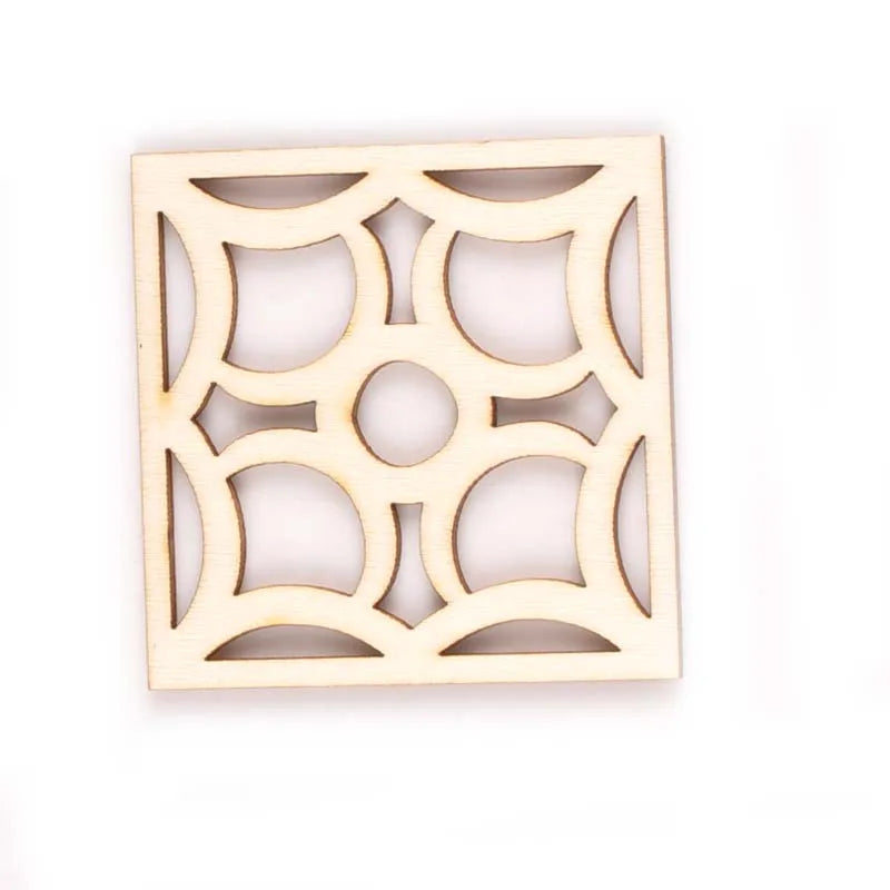 5Pcs Round/square Lace Pattern Unfinished Wood Slices DIY Crafts For Wooden Ornaments DIY Scrapbook Home Decor Accessories m2173 Qme