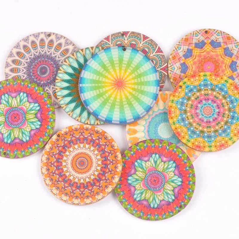 5pcs One Holes Mix pattern Wooden Pattern Christmas Decorations For Home Ornament DIY Wood Crafts For Christmas Party M2193 Qme 3