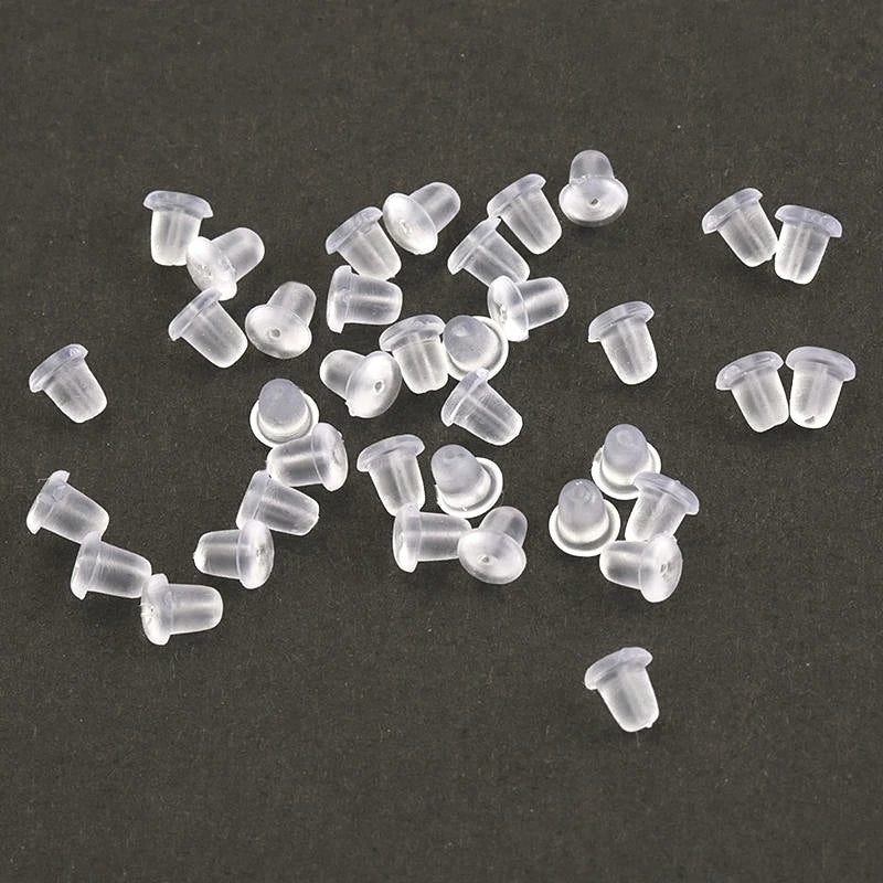 4mm 500pcs Clear Rubber Earring Backs Soft Silicone Jewelry Findings Jewelry Accessories DIY Bullet Plastic Ear Plugging cap Qme Default Title